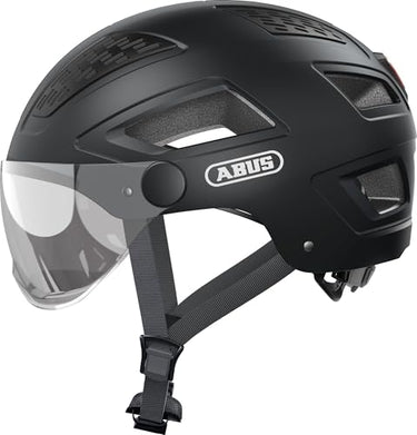 ABUS Stadthelm Hyban 2.0 ACE - Fahrradhelm mit Visier, Licht und ABS-Hartschale - für Damen und Herren - Schwarz Matt, im Sale